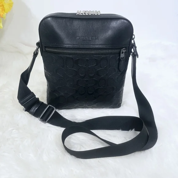 Coach Houston Flight Bag In Signature Black Leather Men - Picture 15 of 15